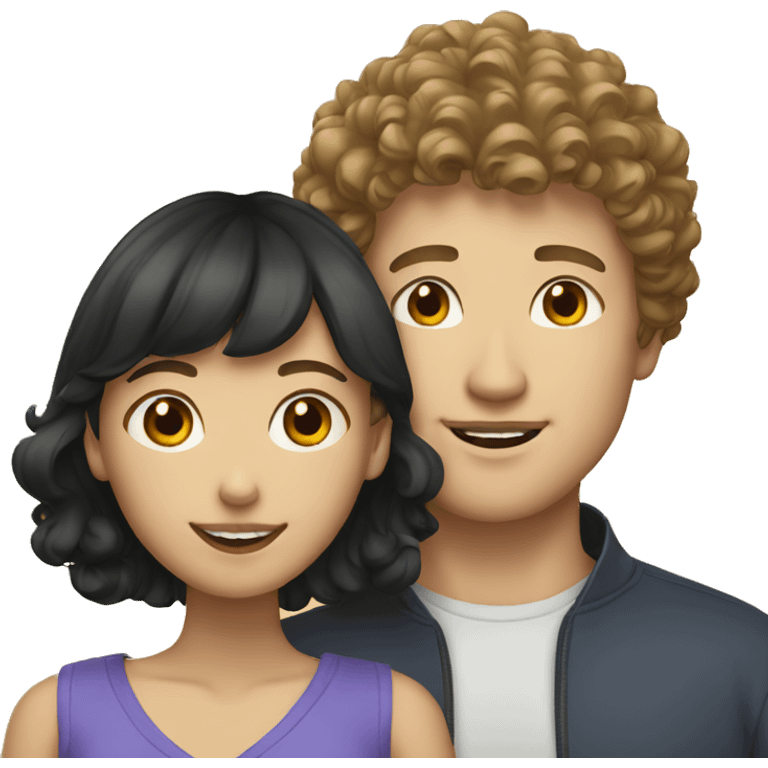 white man with asian girlfriend with curly bang emoji