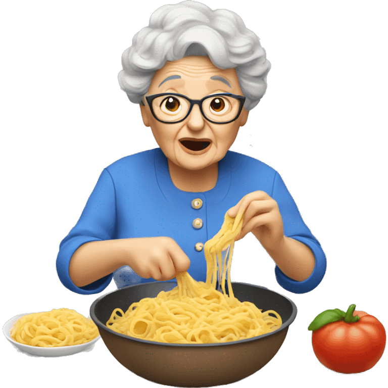 Granny eating pasta emoji