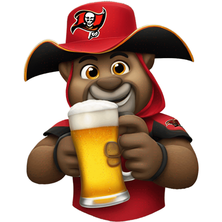 Tampa bay Bucs mascot drinking a beer  emoji