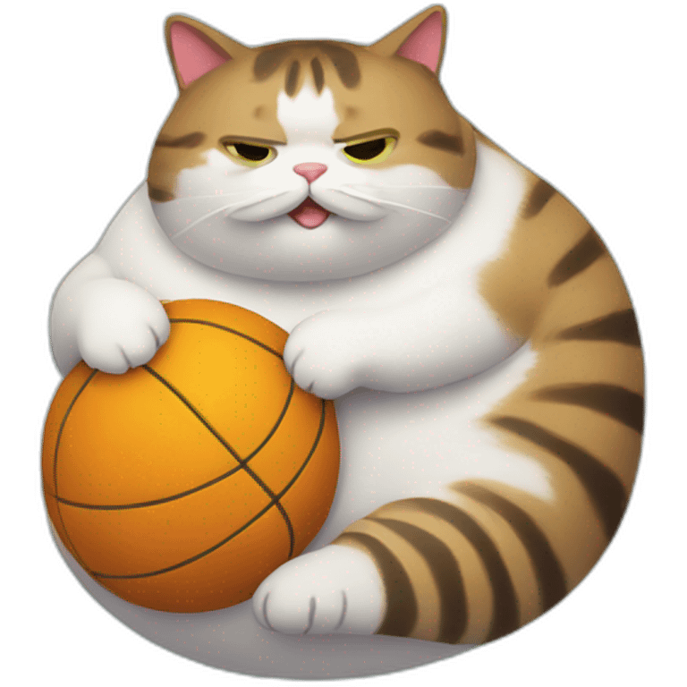 fat cat plaing with ball emoji