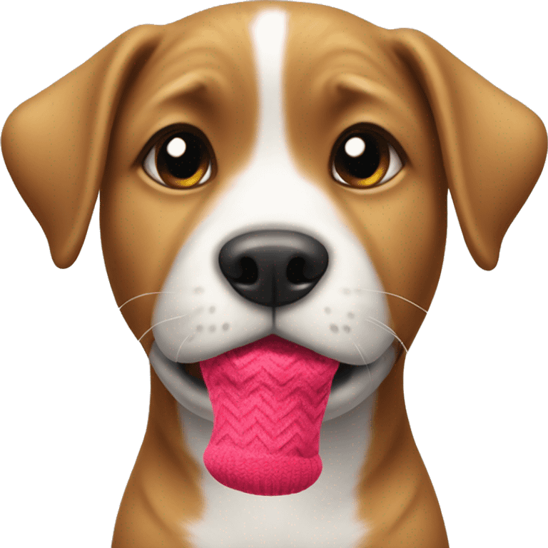 Puppy with sock in mouth emoji