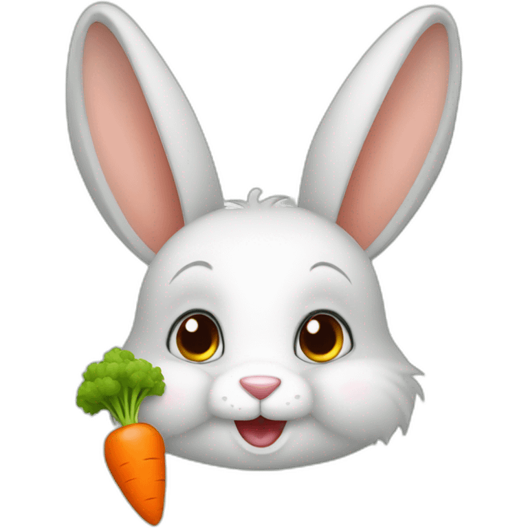 Cute furry rabbit with carrot emoji