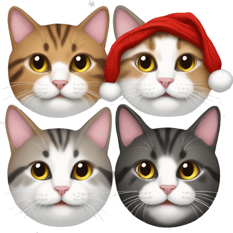 four cats wearing Christmas sweaters emoji