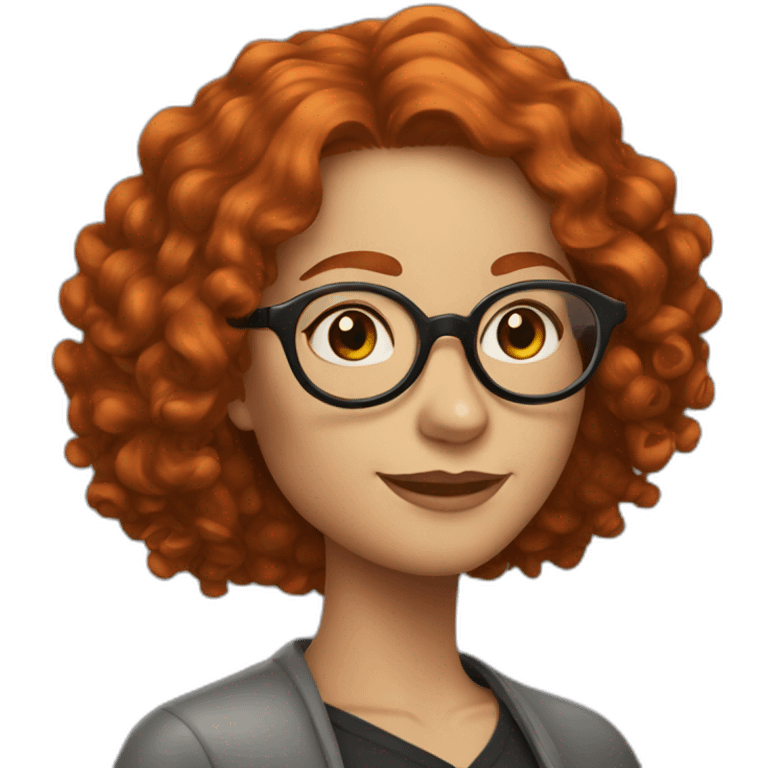 redhead woman with curls wearing harry potter glasses emoji