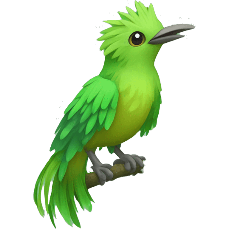 Colorful Legendary Green Jungle Grass Tree Bird Fakemon emoji