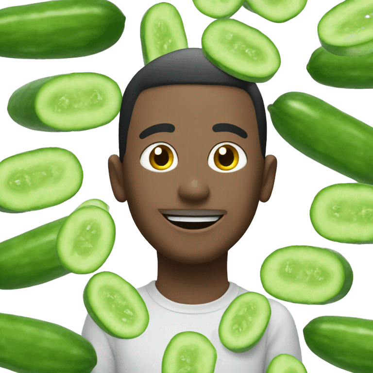 happy face with cucumbers on eyes emoji