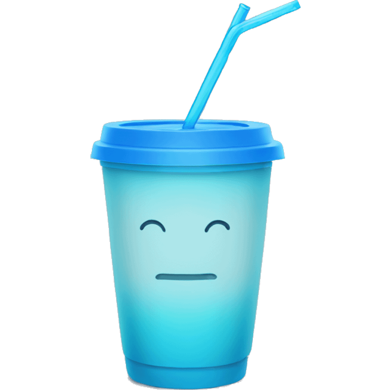 blue water cup with short blue straw and blue lid emoji