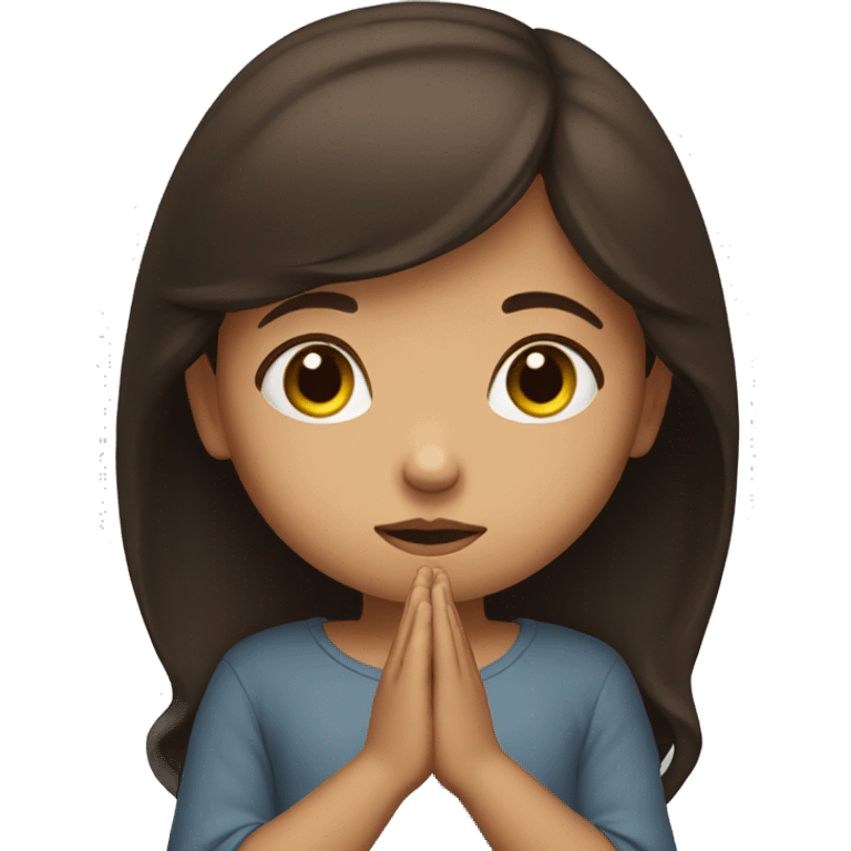 little brunette girl praying emoji