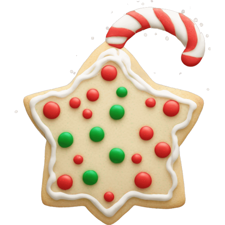 Christmas sugar cookie with red and green sprinkles and white frosting  emoji