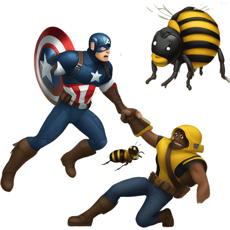 captain america fighting a giant bee emoji