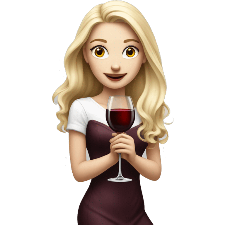 Blonde White Elegant girl with red wine, HYPER REALISTIC  emoji