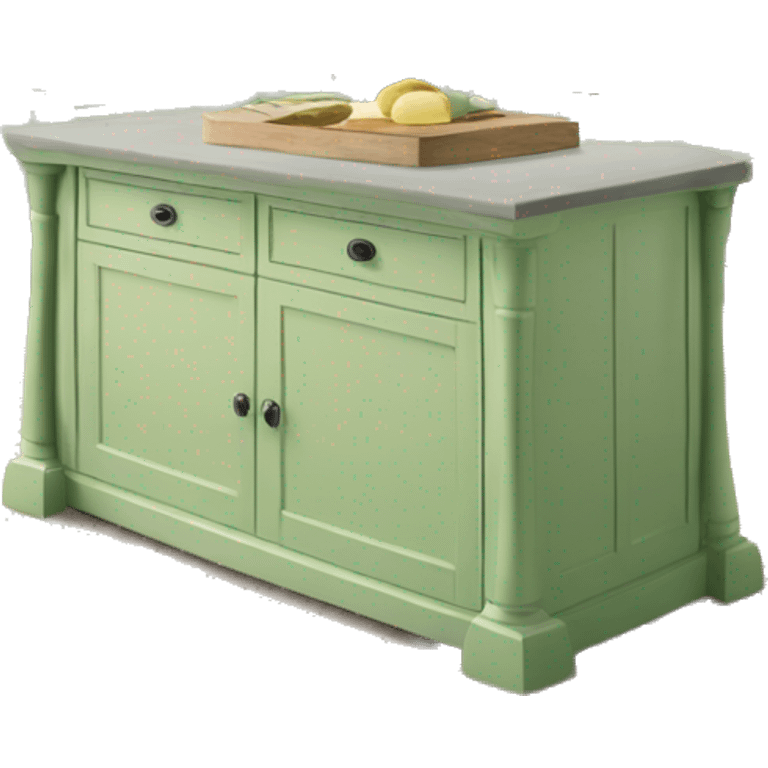 Realistic isolated pastel green kitchen island counter. emoji