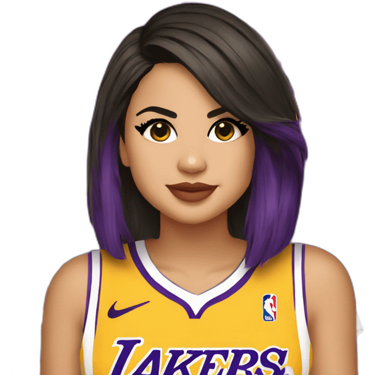 selena gomez wearing yellow lakers jersey emoji