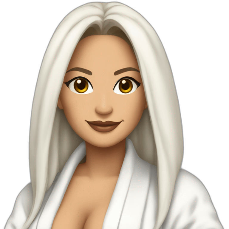 big bosomed latina anime woman jennifer lopez in a bath robe emoji