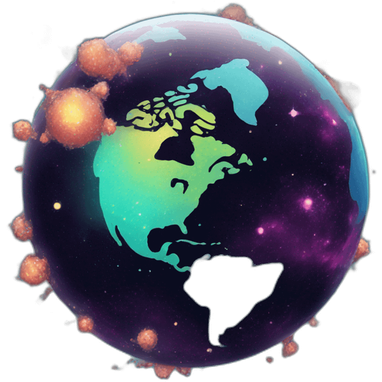 cool punk globe in space with clusters on it emoji