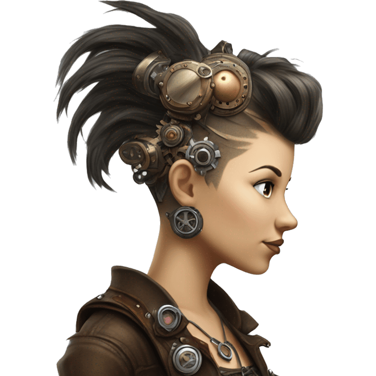 Photorealistic steampunk profile mohawk Caucasia girl emoji