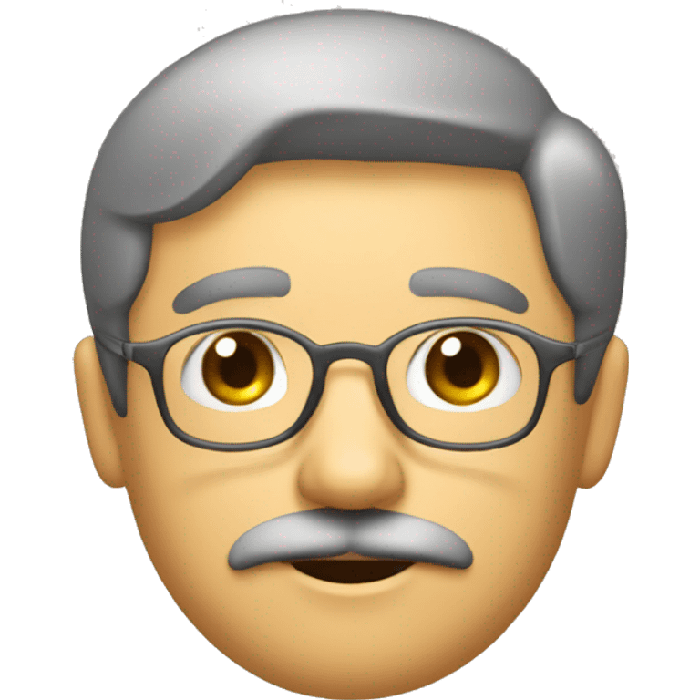 menino, usando óculos, bigode, calvo, olhos castanhos, pardo emoji