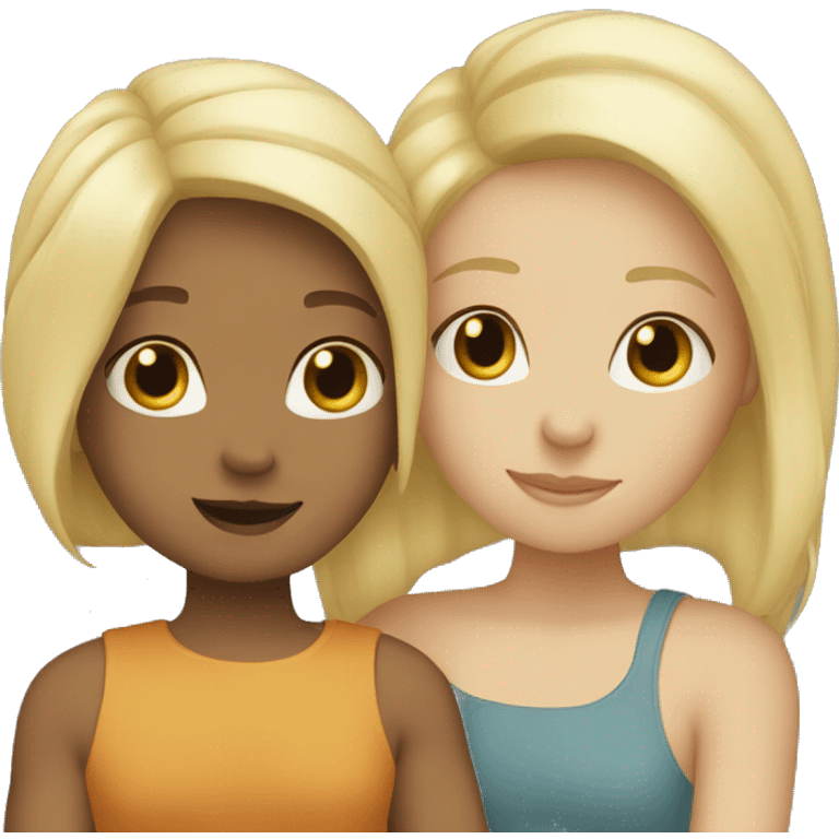 two blond friends hugging each other  emoji