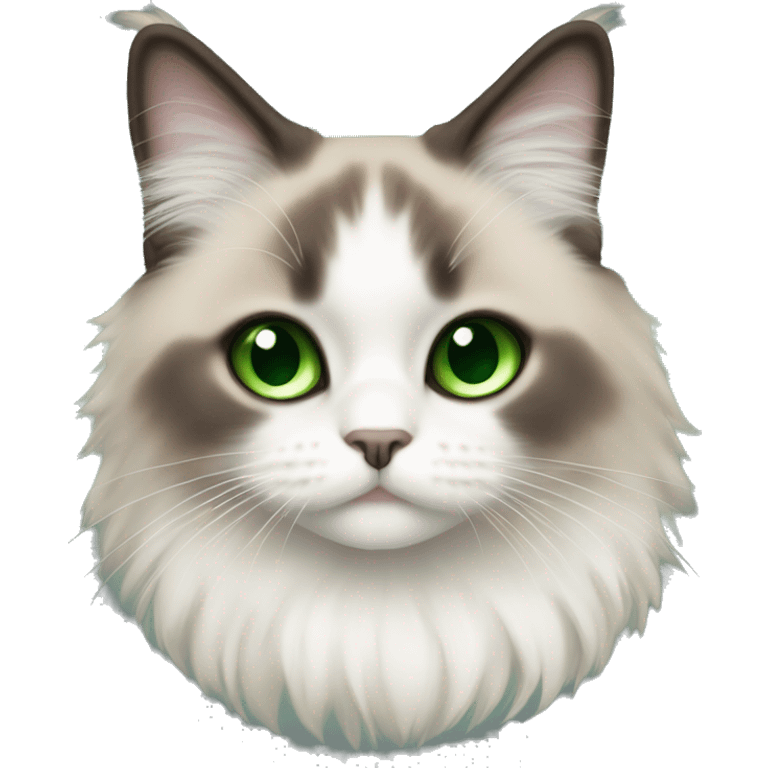 Firepoint Ragdoll with white bow and light green eyes emoji