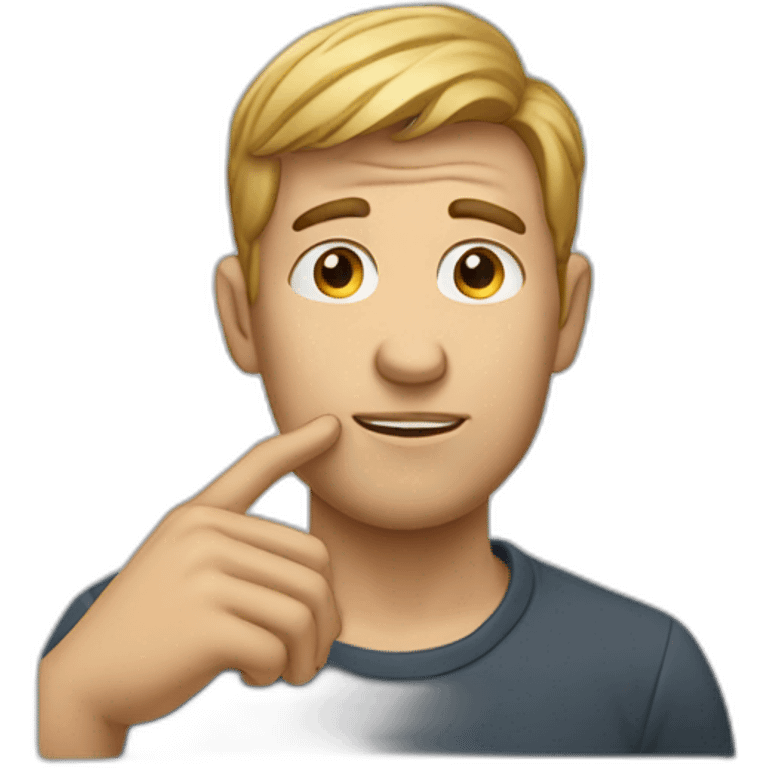 man looking up with hand on chin emoji