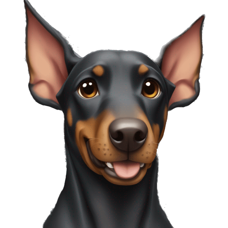 doberman in a cage but very happy emoji