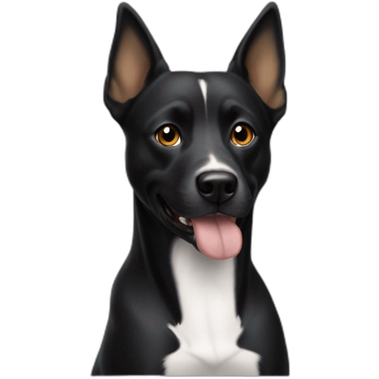 Un chien noir race bâtards  emoji