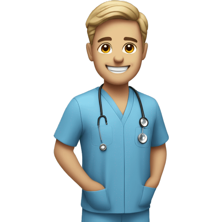 smiling doctor in blue shirt emoji