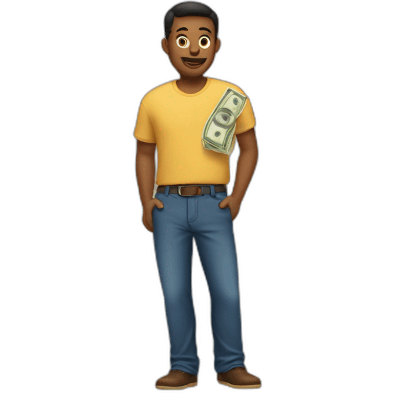 A guy with pant’s pockets full of money  emoji