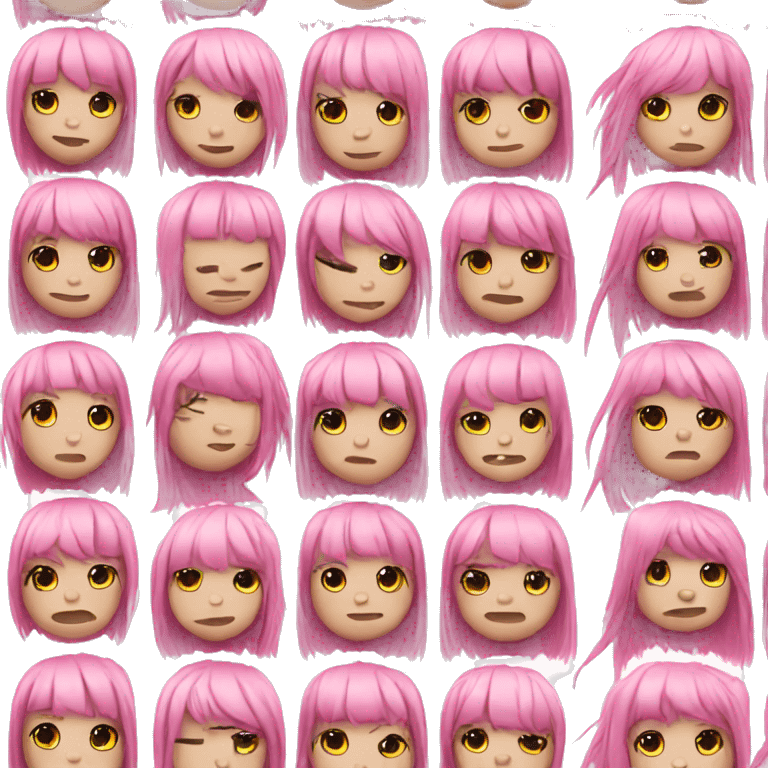 Emo girl with pink hair and bangs emoji