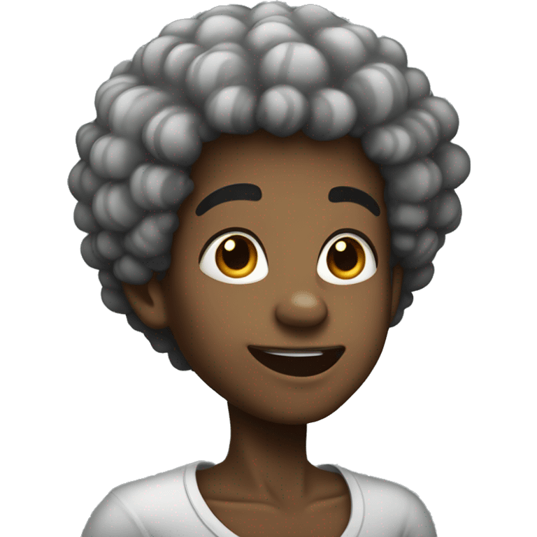 Pretty African American boy with Afro and neck tattoos emoji