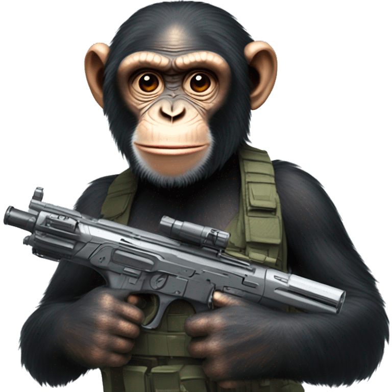 Chimpanzee with a laser rifle emoji