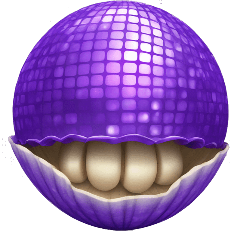 purple disco ball with clam shell emoji