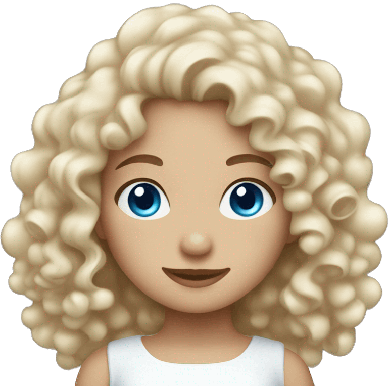 curly hair girl with blue eyes and white dress emoji