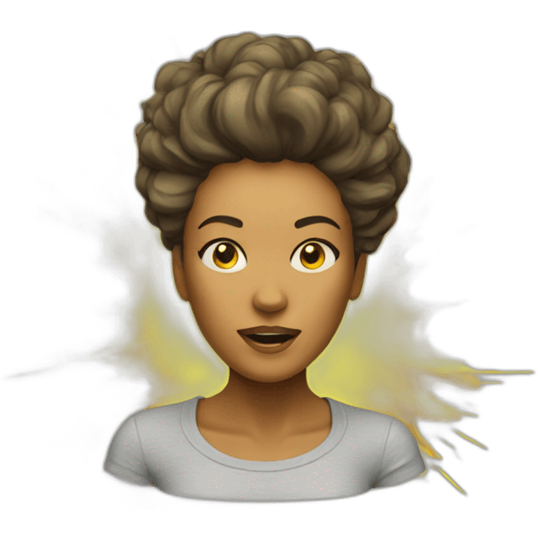 woman with exploding head yellow shirt emoji