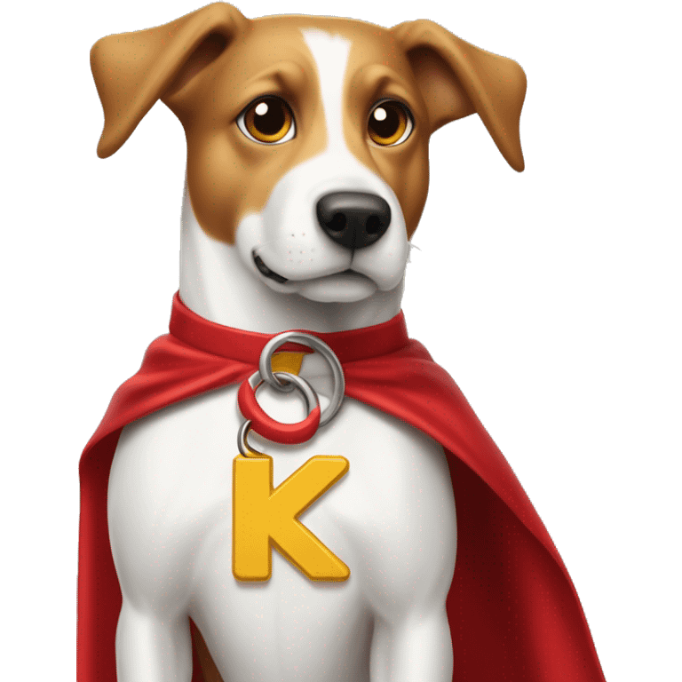 krypto the superdog, letter K on dogtag, wearing red cape. emoji