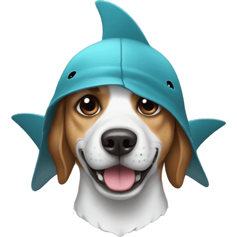 Dog with a shark hat on emoji