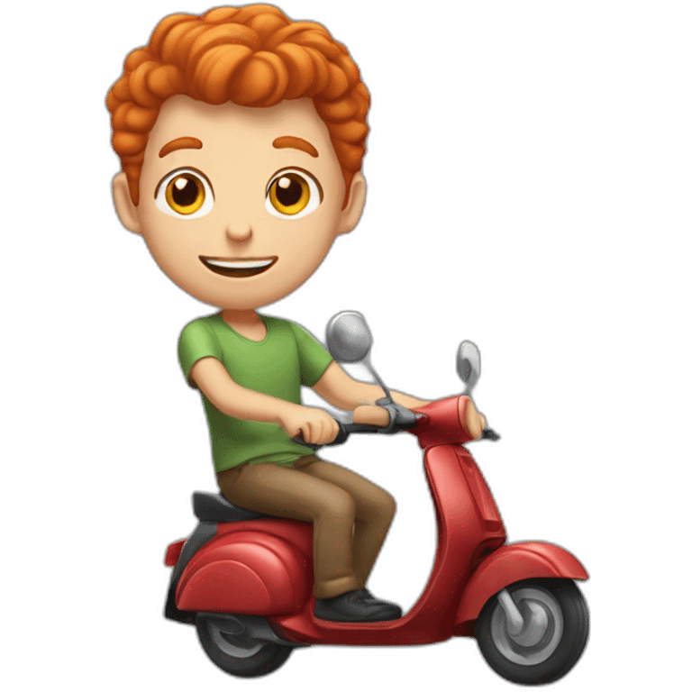 Red headed guy with big ears riding a scooter  emoji