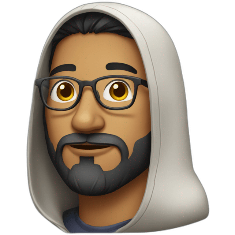 indian guy with glasses and french beard wearing a hoodie emoji