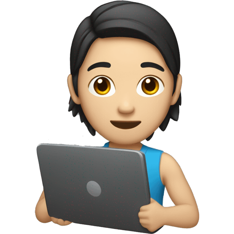 
An Asian, dark-haired college student who likes exercising and holding a laptop. emoji