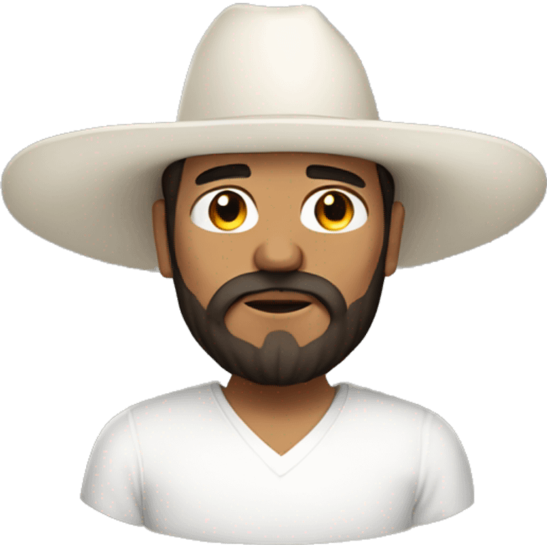 Mexican heritae man, slightly fat, with white cap hat, with long beard, the middle of the beard is white, has brownish skin emoji