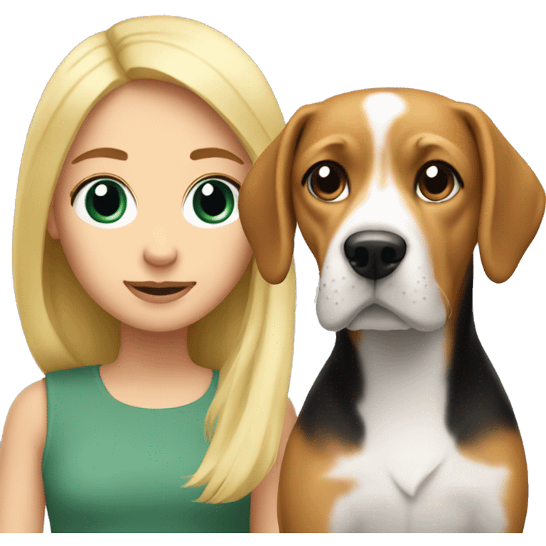 long blonde girl with beagle  emoji