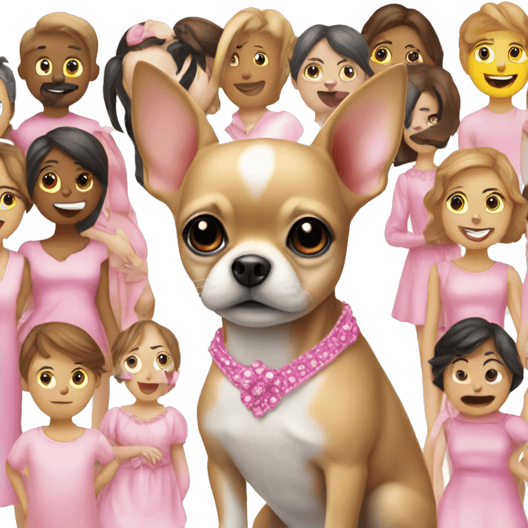 Chiwawa with pink dress and a crowd  emoji