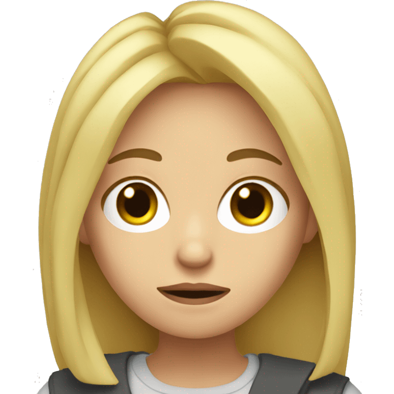 Frustrated blonde haired girl with papers emoji