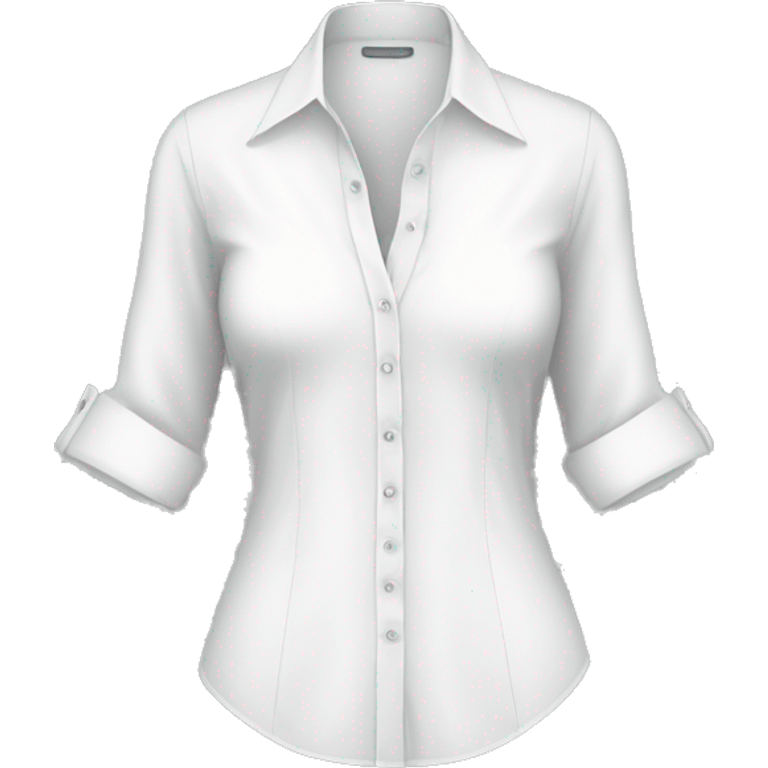 Realistic white low cut button up blouse with quarter length sleeves isolated.  emoji