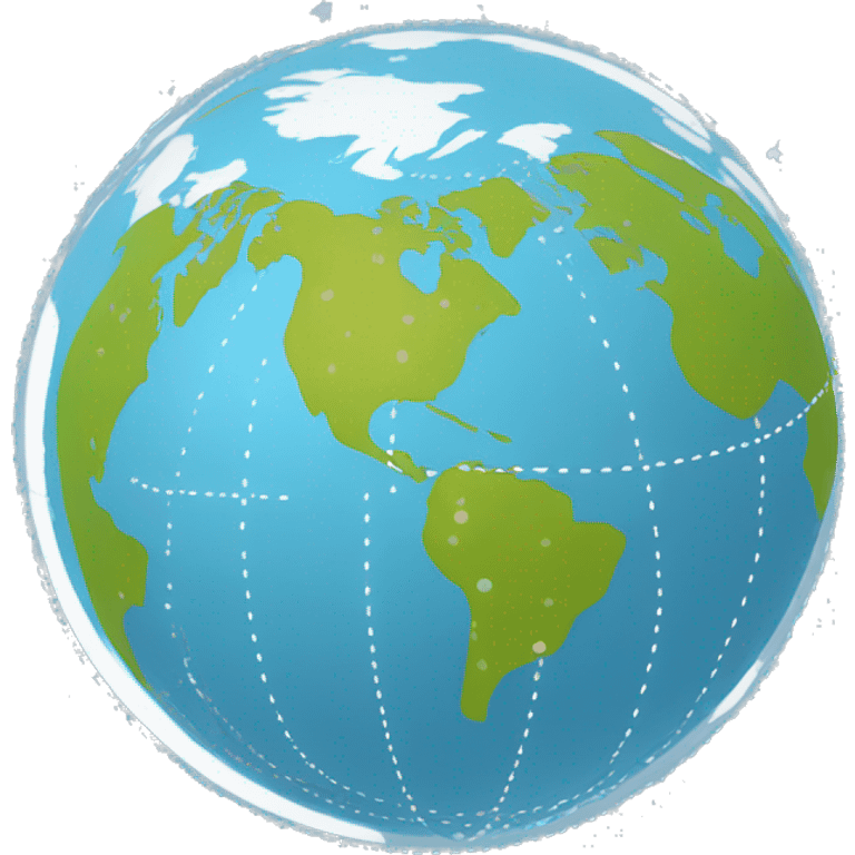 Create an image of a globe with a dotted flight path line from North America to Europe. emoji