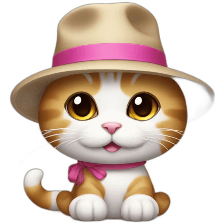 Kawaii cat artist in hat with a brush so it can be used as a mouse cursor emoji