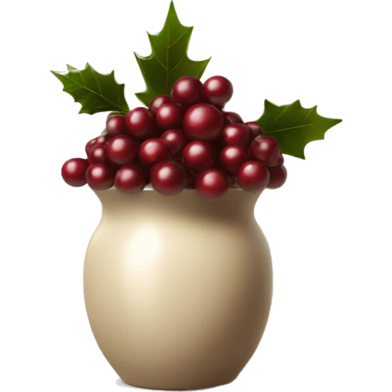 Beige and burgundy Christmas berries in back vase emoji