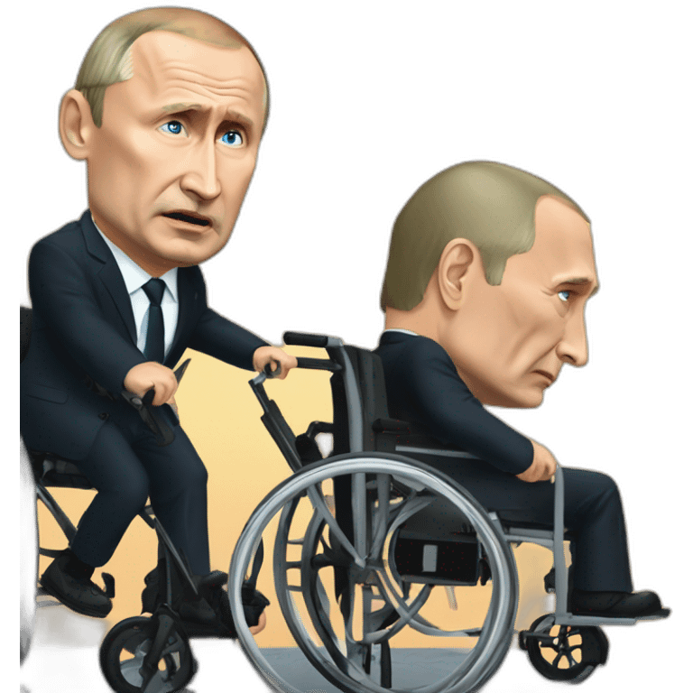 Crying bad Ramzan Kadyrov and angry vladimir putin both riding golden wheelchairs emoji