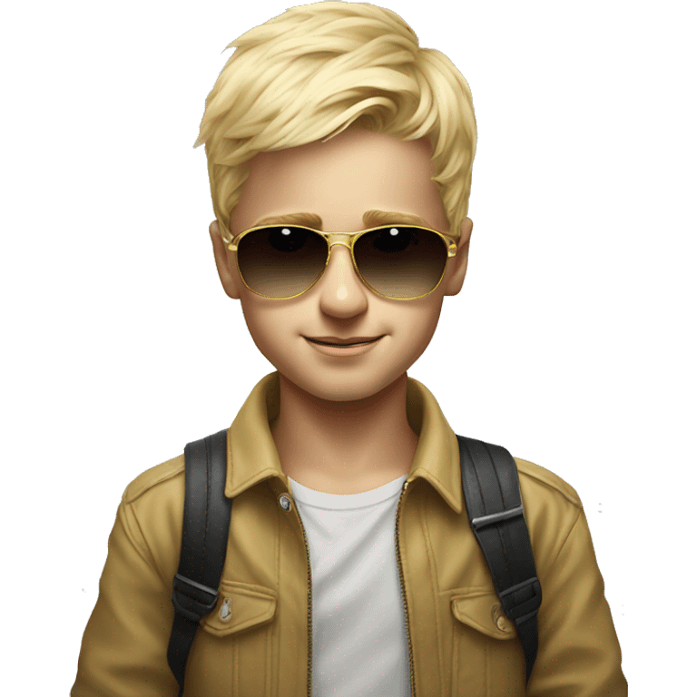 blonde boy portrait realism with sunglass emoji