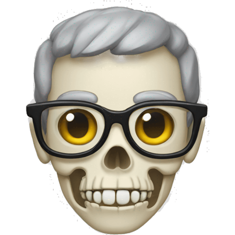 Skeleton with nerd glasses emoji